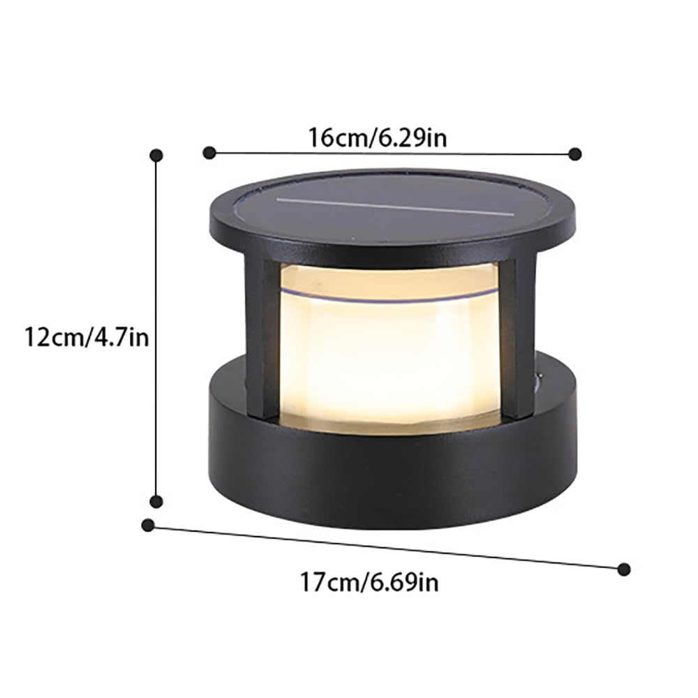 Luces de Pilar para Exteriores, Luces solares para Postes, Modernas y Sencillas lámparas de Pilar Redondas, Luces LED de Aluminio para Puertas, porches, Patios, césped, terrazas, v