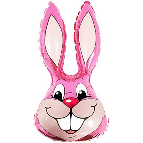 Oxford Novelties MINI Small Easter Bunny Head 15' 40cm Foil Kids AIR ONLY Balloon - 6 Colours (Baby Pink) Cover