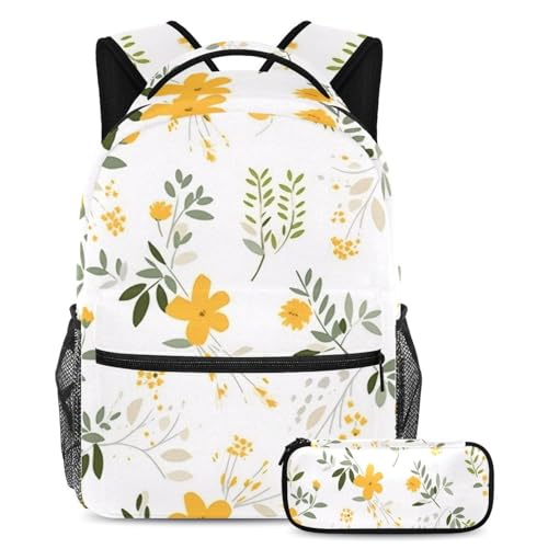 Sac à dos avec trousse à crayons pour l'école au motif floral