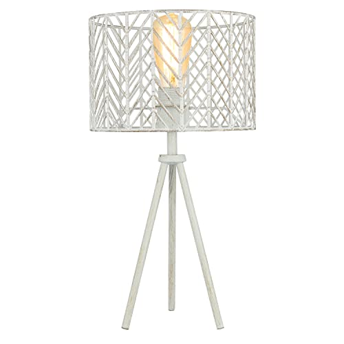 River Of Goods - Tripod Base Accent Lamp - 18.5" H - Lamp For Bedroom - Bedside Lamps - Table Lamps With Metal Shade - Industrial Style - White #TOP7