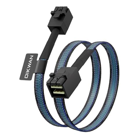 OIKWAN Internal HD Mini SAS SFF-8643 to SFF-8643, Internal Mini SAS to Mini SAS Cable, Compatible with RAID or PCI Express Controller(1.6FT/0.5M) Cover