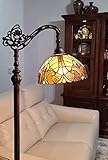 Amora Lighting Tiffany Style Floor Lamp Arched Vintage Antique 62' Tall Stained Glass Brown Red Tan...