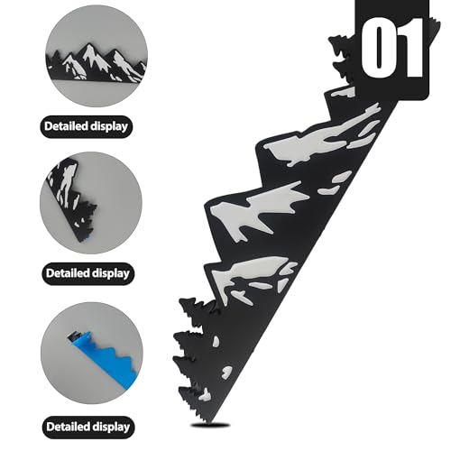 Image of 10 Inch Snow Mountain Graphic Logo Badge, Trunk Mountain Logo Emblem for Car Trunk Tailgate Emblem (Black Whte)