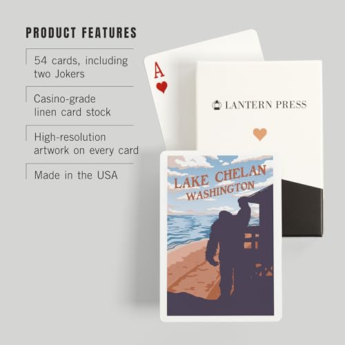 Baraja Poker Lake Chelan Bigfoot Lantern Press miniatura 3
