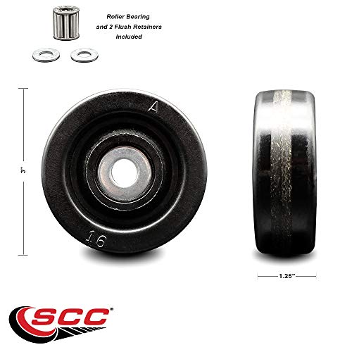 Service Caster 3Inches X 1.25Inches Phenolic Wheel Only With Roller Bearing - 1/2Inches Bore - 500 Lbs Capacity Per Wheel - Service Caster Brand #TOP1