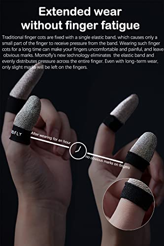 MOMOFLY Gaming Finger Sleeves,Customized for American Finger Sizes,100% Visible Silver Fibers,Just Right Pressure/Breathable/Sweatproof,Silver Bullet Mitgliedschaft for COD Mobile PUBG Gaming Glove