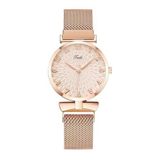 OFFCUP Montre pour Femme, Montre Analogique Quartz avec Bracelet en Acier Inoxydable, Très Mince Montre De Poignet pour Femme, Ladies Montre-Bracelet Élégant Minimaliste pour Femmes Filles (Or Rose)