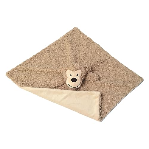 Image of Baby Light Brown Monkey Soft Stuffed Animal Security Blanket, Plush Monkey Character Lovey Blanket, Baby Shower /Nursery Gift, Newborn Infant Toddler Snuggle Blankie for Kids, 14 Inches