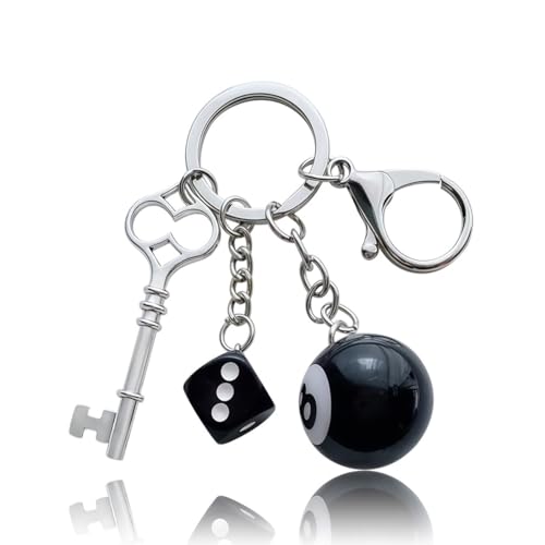 UIEXAY Llavero con Dados De Bola 8, 1 artículo De Suerte 8 Ball Cubo Colgante Llavero, Lindo Colgante de Bolsa, Lindo Estético Y2K para Mujeres y Hombres