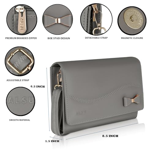Image of ALSU Women's Sling Bag | Cross body bag| Side bag| Credit car slots| zipper pockets| detachable straps| adjustable straps| daily use| phone pockets