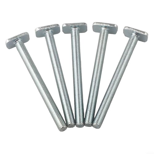 Juego de pernos y tuercas M8 con ranura en T, 5 piezas de hardware de pista en T, tuercas de inserción de latón de plástico, pernos de metal, enrutador de carpintería, mesa de taladro, kit de fijación
