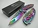 1 X Mech Assisted Opening Rescue Tactical Pocket Folding Collection Knife Outdoor Survival Camping Hunting - Rainbow