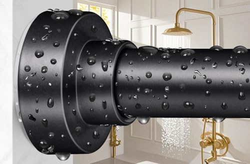 YNL Shower Curtain Rod 34-96 Inches(2.8-8ft), Adjustable Shower Rod No Drilling, Non-Slip, Never Rust, Stainless Steel, Suitable for Bathroom Window, Matte Black