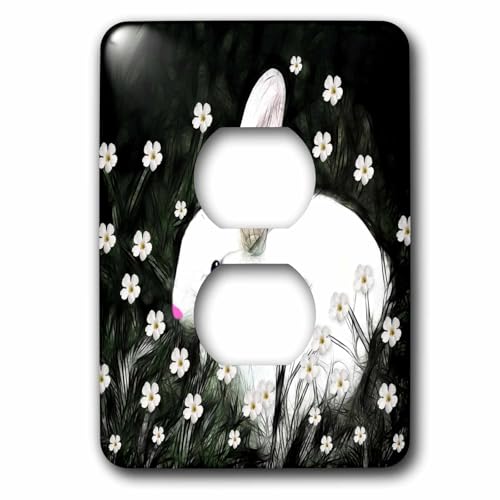 Cache-prise avec 2 prises de courant fleurs blanches 3dRose lsp_15691_6 - 2