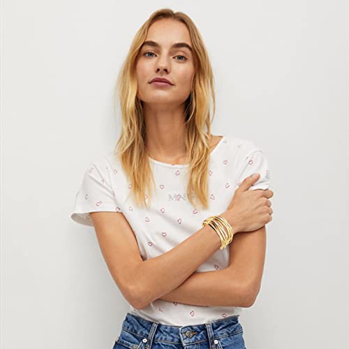 YBMYCM Chunky Gold Cuff Bracelet for Women Gold Line Web Wrist Cuff Bangle Bracelet Fashion Costume Jewelry2