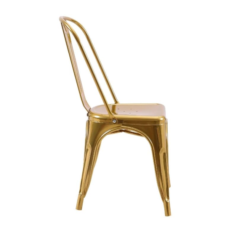 Kosmi Set di 4 sedie stile industriale in metallo color oro, finitura lucida