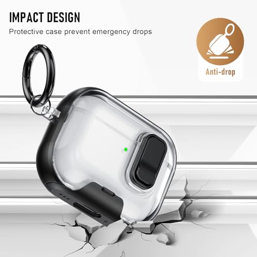 Image of Compatible Airpods Pro 3 Case (2025) with Phone Stand & Cleaner Kit,Print Soft Silicone Lock Clip Apple AirPods Pro 3rd Generation Case, Airpod Pro 3 Cover with Keychain for Women /Girls,Black