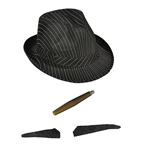 Blue Planet Online - Sombrero de gángster para Hombre, diseño de Espiga y cigarro Falso Talla única