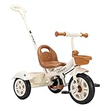 Nijakise 子供用 三輪車 ベビーカー 手押し棒付き 手押し棒調整可能 組み立て式 2～6歳 おもちゃ プレゼント ベージュ