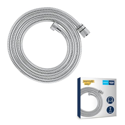 GROHE Flexible tuyau de douche salle de bains VitalioFlex métallique TwistStop 1750mm, anti-pliures, finition brillante, raccord fileté universel 1/2, chromé, 22100000 (Import Allemagne)