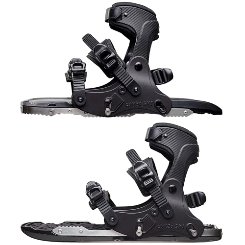 Combo Ski Raquetas de nieve ligeras 2 en 1 con pinchos para hombre y mujer, talla de zapato 36 – 48, adecuadas para esquiar, rastrear, patinar, escalar en invierno sobre hielo y nieve (Jet Black)
