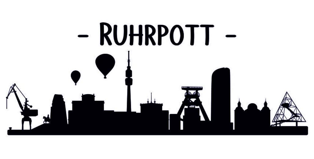 Samunshi Tazza Ruhrpott Skyline – Ceramica, 300 Ml, Bianca Con Stampa Nera, Lavabile In Lavastoviglie