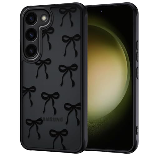 TVVTPU Handy Hülle für Samsung Galaxy S23 5G mit Vollständiger Kameraschutz, Aesthetic Motiv Schleifen Muster Handyhülle...