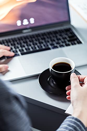 Yhosseun 3 Ounces Espresso Cups With Saucers Set, Porcelain Latte Cups And Metal Stand Demitasse Cups For Espresso, Latte, Cafe Mocha, Cappuccino And Tea, Set Of 6, Black #TOP7