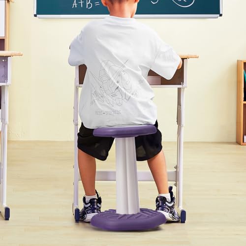 Image of VEVOR Kids Wobble Chair, Active Chair with Sponge Cushion, Wobble Stool Improves Focus, Posture and Calm Children, Ideal for Schools and Home, Age 7-14, Purple