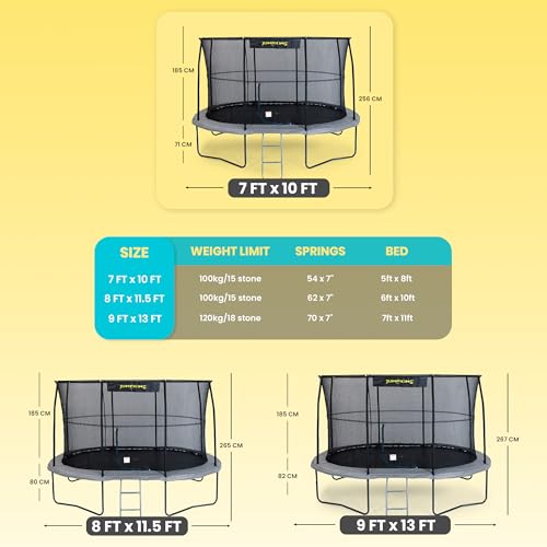 Jumpking Trampoline Pro Oval 7ft x 10ft avec Filet de Sécurité et échelle ❘ Trampoline de Jardin Extérieur pour Adultes et Enfants, Entourage Résistant et Barres Incassables – Image 6