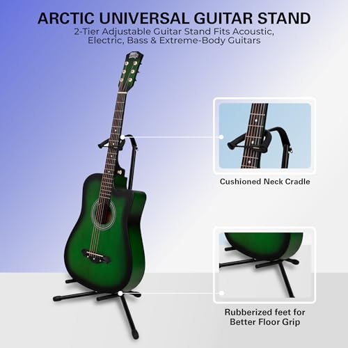 Image of ARCTIC AR-GS-303 Universal /Extended-Height 2-Tier Adjustable Tripod Guitar Stand - Fits Acoustic, Electric, Bass & Extreme-Body Guitars