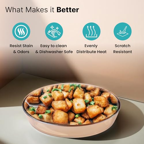 Image of The Better Home Zeno (1.6L) Borosilicate Glass Baking Tray For Microwave Oven | Baking Dish | Baking Pan | Bake & Serve Dish | Bakeware | Glass Bowl For Microwave | Dishwasher Safe (Oval)