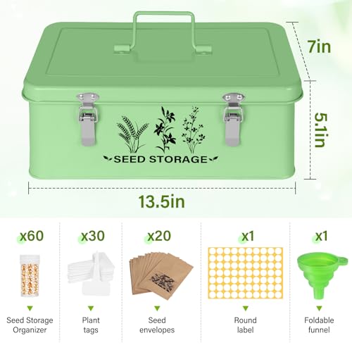 Seed Storage Box Organizer - Metal Garden Seed Storage Container Kit - Image 2
