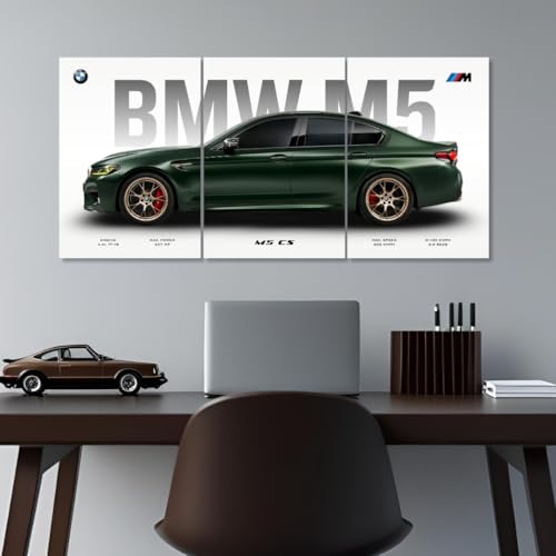 Image of Funk You Store BMW M5 Poster Split Design BMW Car Posters | 3 A3 Sized Cars Poster for Wall | Large Size (89 x 42 cm) Sportscar Wall Decor | M5 CS Car Posters for Room | Supercar (B 028)