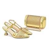 Womens 2025 Nigerian Wedding Shoes Set Bridal Pumps and Matching Evening Bag Italian Design Sparkly Rhinestone Purse