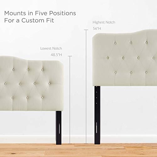 Modway Annabel Tufted Button Linen Fabric Upholstered Queen Headboard In Ivory #TOP4
