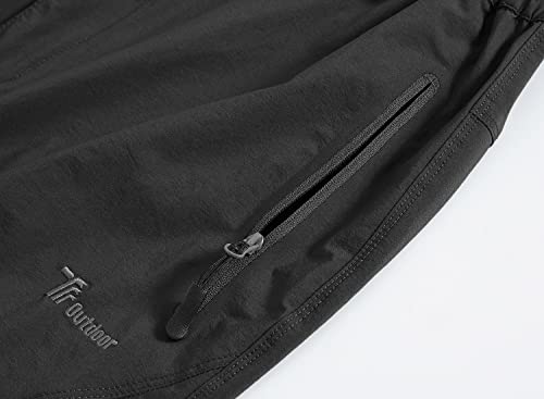 YSENTO Damen Wanderhose Outdoorhose Wasserdicht Schnelltrockend Stretch Trekkinghose Funktionshose mit Reißverschlusstaschen(Schwarz,M)