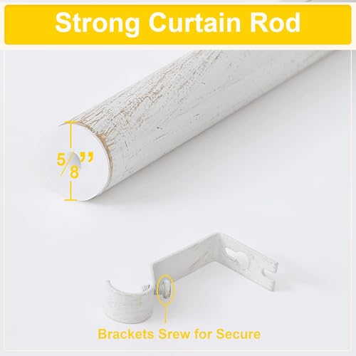 NICETOWN Adjustable Curtain Rods 2-Pack 72-144 Inch, White Rods with Decorative Finials for Windows, Heavy Duty Window Drapery Poles for Indoor Outdoor Patio Bedroom