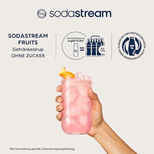 SodaStream Sirup Pink Grapefruit ohne Zucker, 1x Flasche ergibt 9 Liter Fertiggetränk, Sekundenschnell zubereitet und immer frisch, 440 ml 2