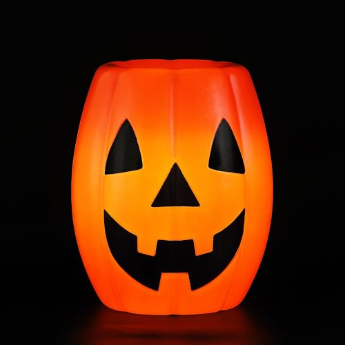 Mr. Halloween 18 in Jack-O-Lantern Candy Bowl with LED Lights, Blow Mold Trick or Treat Holder, Vintage Light Up Halloween Candy Dish - image 4