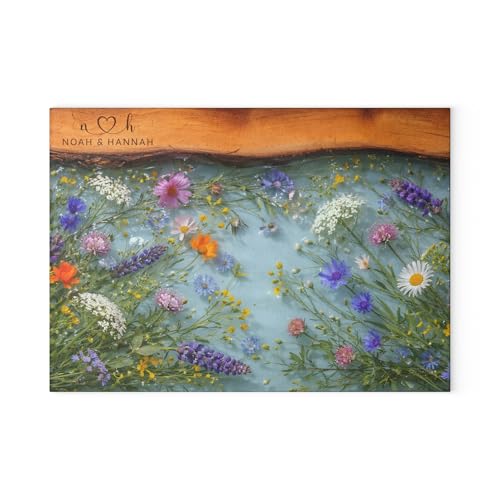 Tabla de cortar de vidrio templado, rectangular, 11 x 8 pulgadas, color aspecto madera de resina