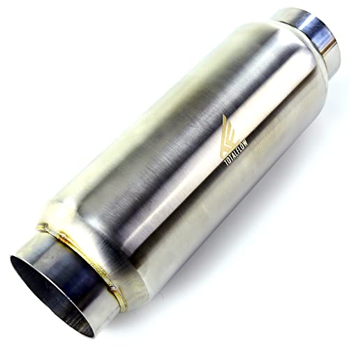 TOTALFLOW 12104 Mini Race Exhaust Muffler | 304 Stainless Steel | 2.5" Inner Diameter Inlet - 2.5" Outer Diameter Outlet | Resonator