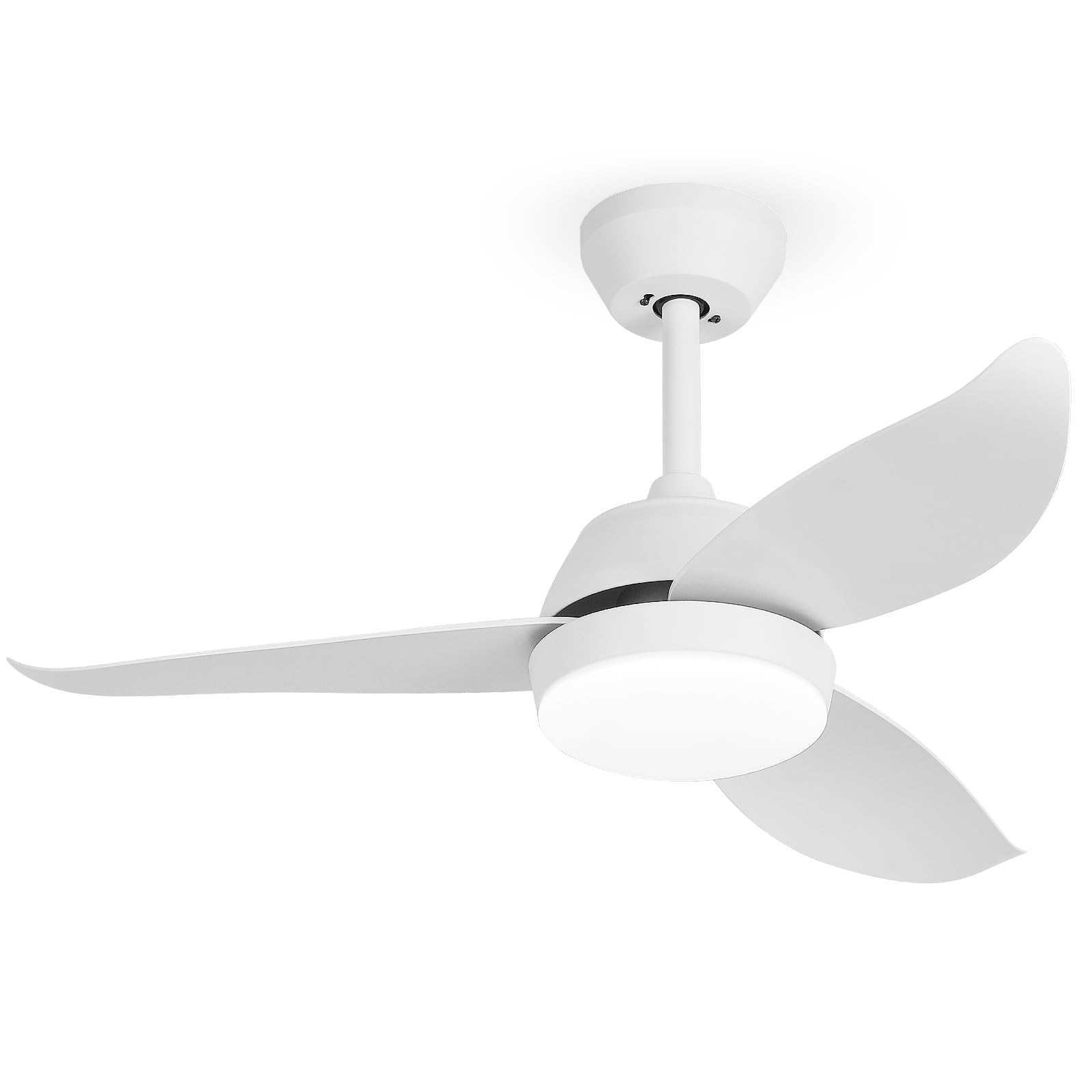 Ventilador de Techo con Luz Silencioso, Motor DC, 6 Velocidades, 3 Colores, Temporizador, Modo Brisa Natural, Doble Altura - Ideal para Verano e Invierno (blanco)