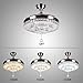 KALRI Modern 42'' Crystal Chandelier Ceiling Fan with LED Light Kit and Remote Invisible Ceiling Fan Light Retractable 3 Color Changing LED Fandelier for Living Room Bedroom
