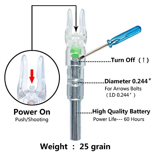 Xlzkj 9 Pcs S Lighted Nocks For Arrows With .244 Inside Diameter Automatic Compound Bow Arrow Nocks For Hunting Shooting (Green) #TOP1