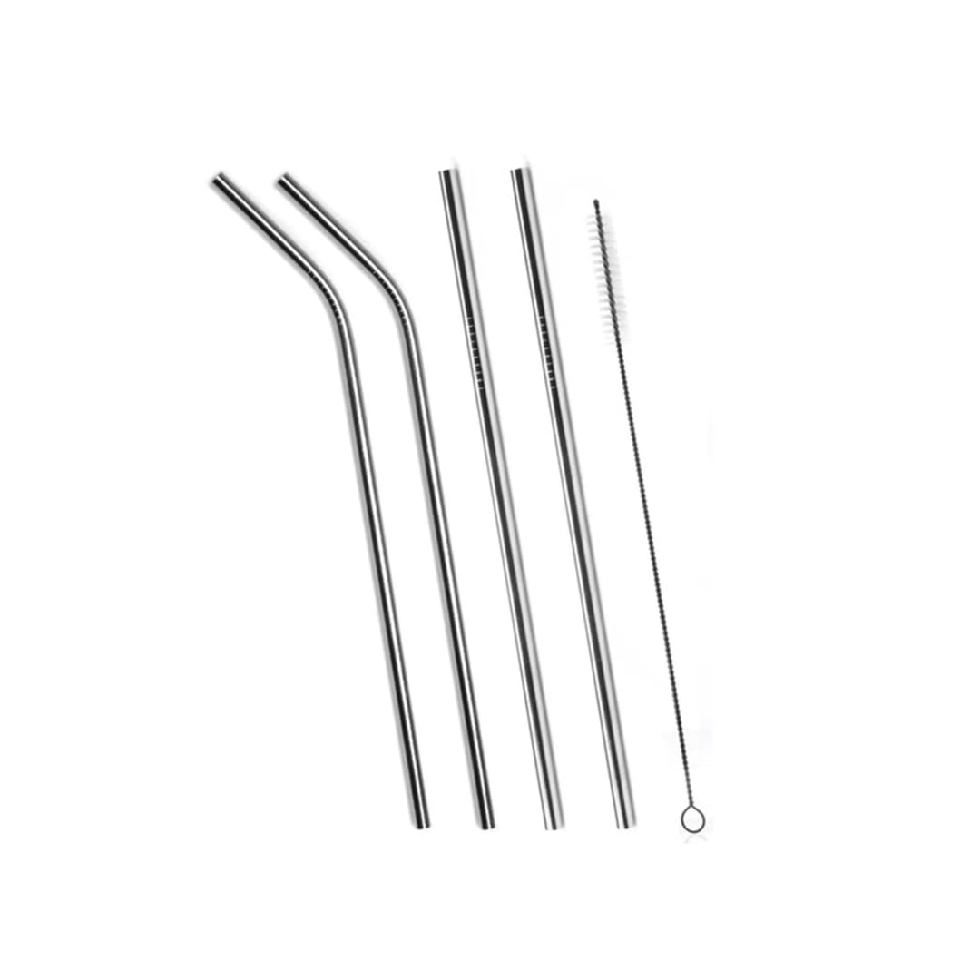 Suzec Stainless Steel Straws with Cleaning Brush for Kids & Adults | Bent Reusable Metal Straws | Paper Packaging Cutlery (Pack of 2 Straight & 2 Bent Reusable Metal Straws, Silver) (B0B2XB2XN9) Amazon Price History, Amazon Price Tracker
