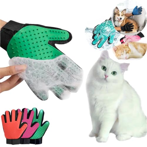 Luva Tira Pelos Pet Escova Nano Magnética para Cães e Gatos Remove Para Banho Tamanho Único (Verde,