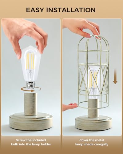 Lámpara de mesa industrial con control táctil y pantalla metálica miniatura 7