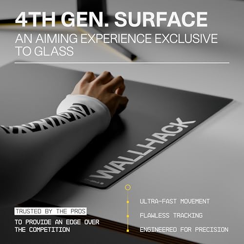 Wallhack SP-004A Glass Mouse Pad 15.4" x 17.7" Tempered Glass Mousepad for FPS & Esports Gaming, Compact Precision Surface, Smooth Tracking & Non-Slip 60A Silicone Base for Small Desk Setups, Black by Wallhack - Image 2