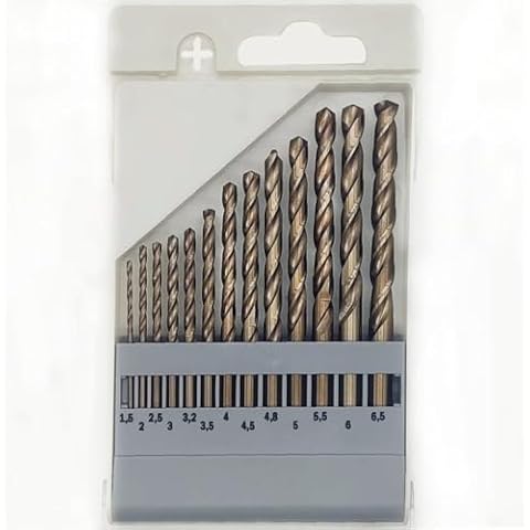 M35 Cobalt13pcs Metal Drill Bit Set,Metric 1.5mm-6.5mm Drill bits,Suitable for Hard Metal, Stainless Steel, Copper, Wood Plastic，Plastic Storage Box with Size Identification Cover